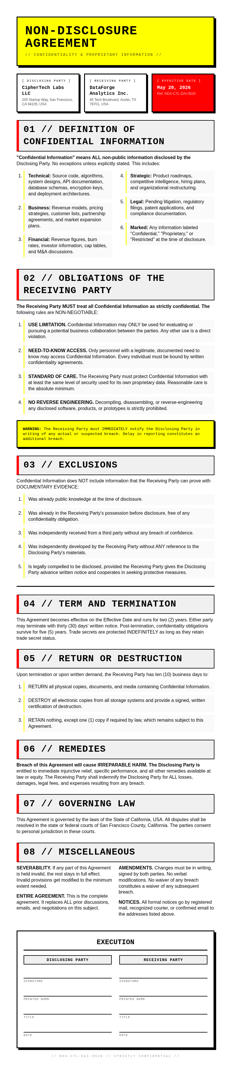Neo brutalist Non Disclosure Agreement